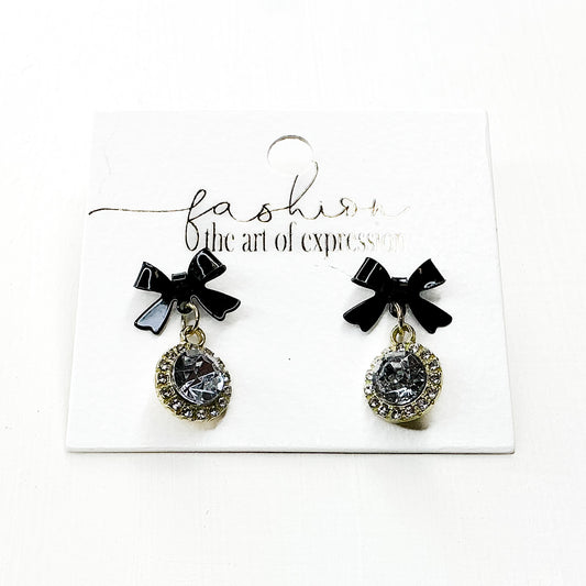 Black Bow Diamond Dangles