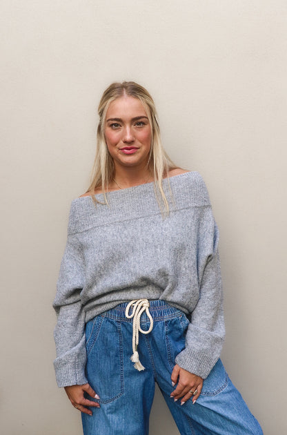 Heather Gray Off The Shoulder Sweater