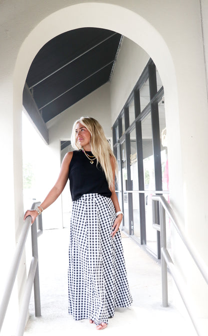 Black Gingham Maxi Skirt