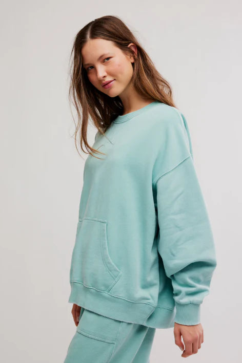 Free People Slow It Down Pullover in Aqua