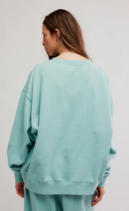 Free People Slow It Down Pullover in Aqua