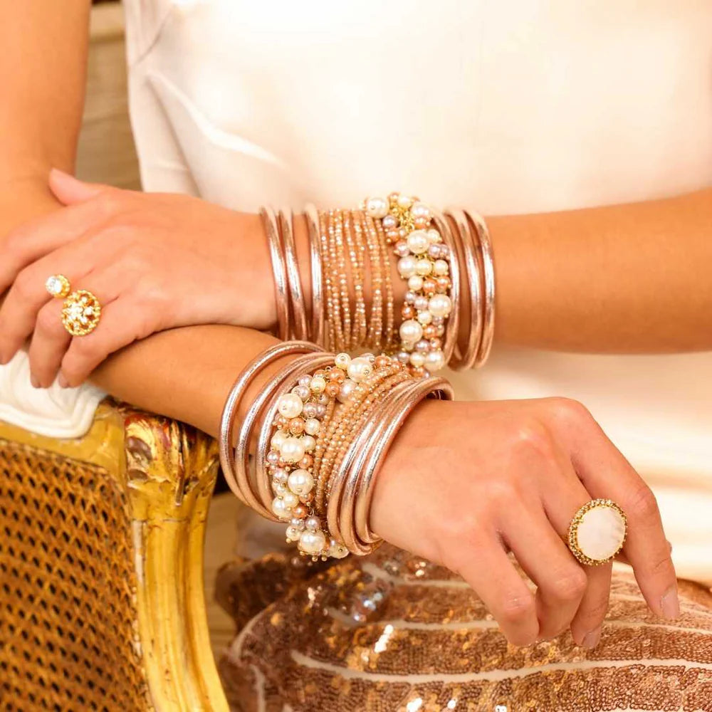 Budha Girl All Weather Bangles in Champagne | Set of 6 | Medium