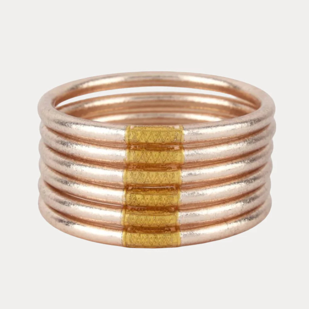Budha Girl All Weather Bangles in Champagne | Set of 6 | Medium