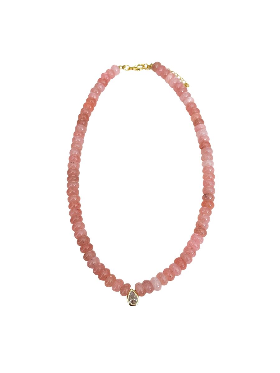 Dori Beaded Necklace in Light Pink by Gemelli