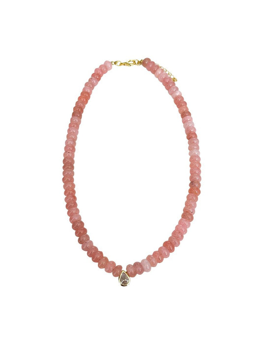 Dori Beaded Necklace in Light Pink by Gemelli