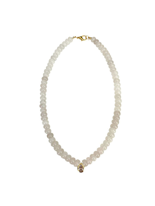 Dori Beaded Necklace in White by Gemelli