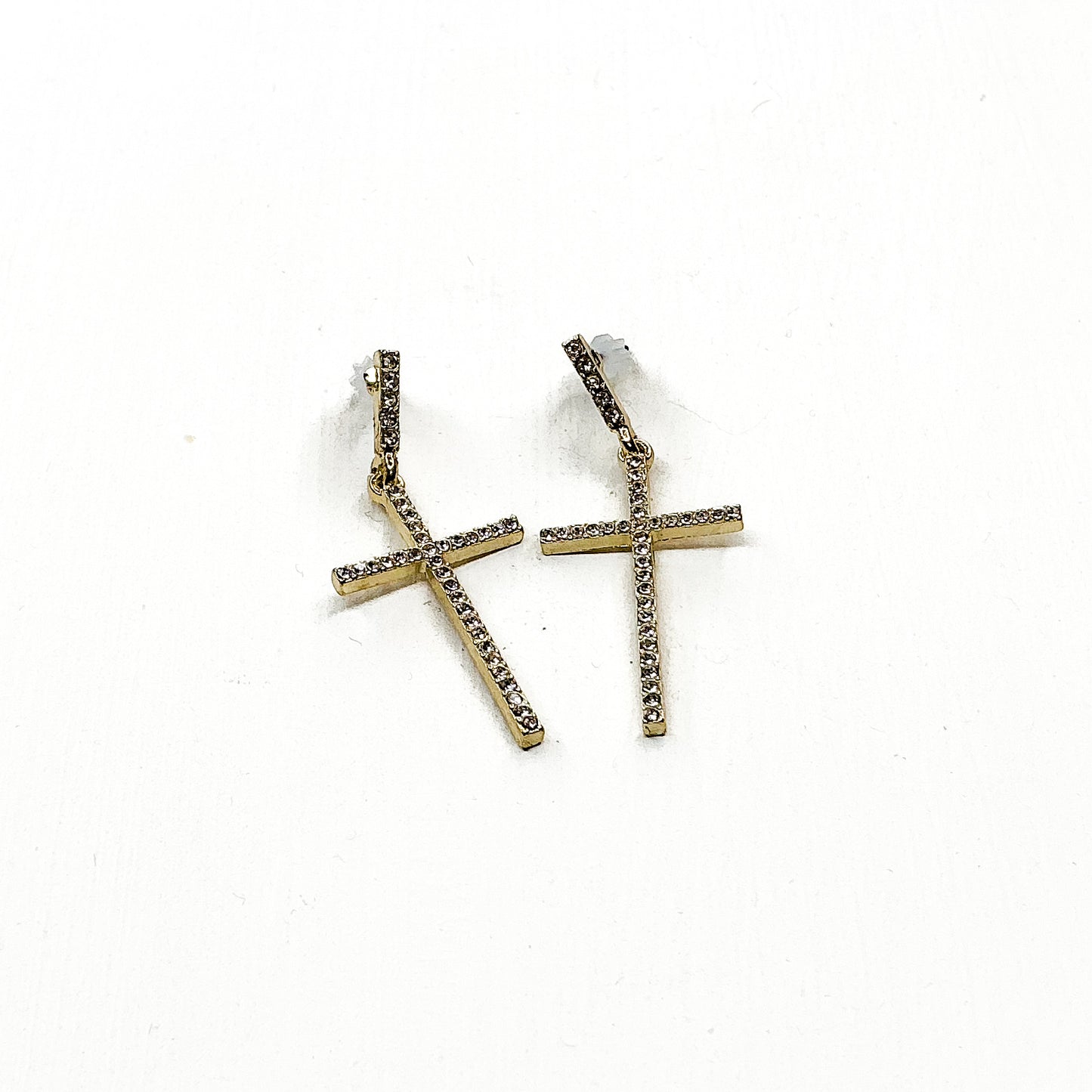 Diamond Cross Dangling Earrings