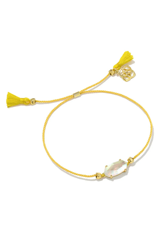Kendra Scott Everlyne Yellow Cord Friendship Bracelet in Gold Dichroic Glass