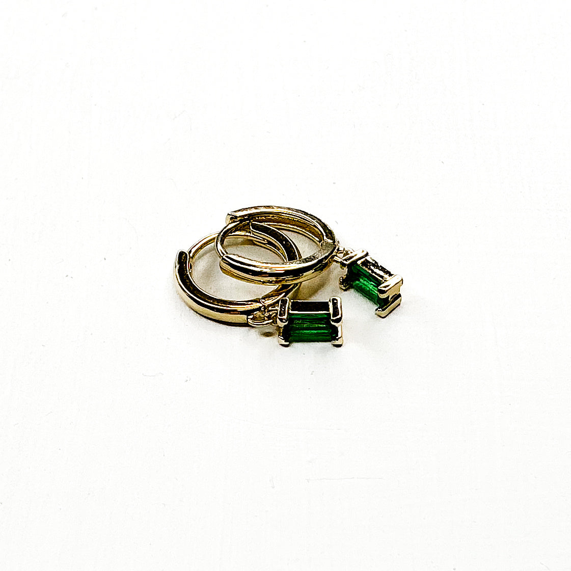 Emerald Green Dangle Hoops
