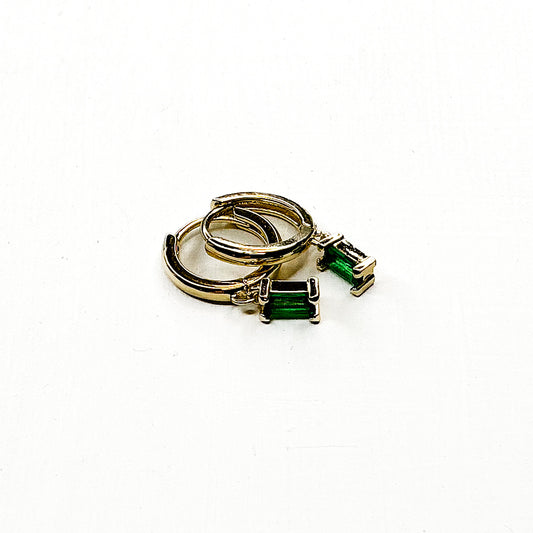 Emerald Green Dangle Hoops