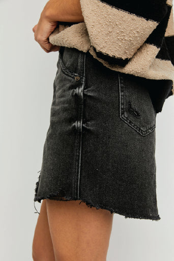 Free People Brea Cut Off Skirt in Faded Black