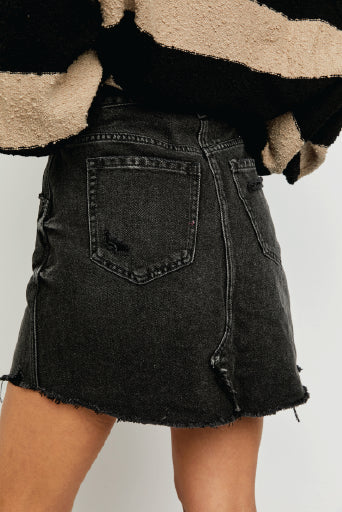 Free People Brea Cut Off Skirt in Faded Black