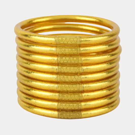 Budha Girl All Weather Bangles in Gold | Set of 9 | Medium