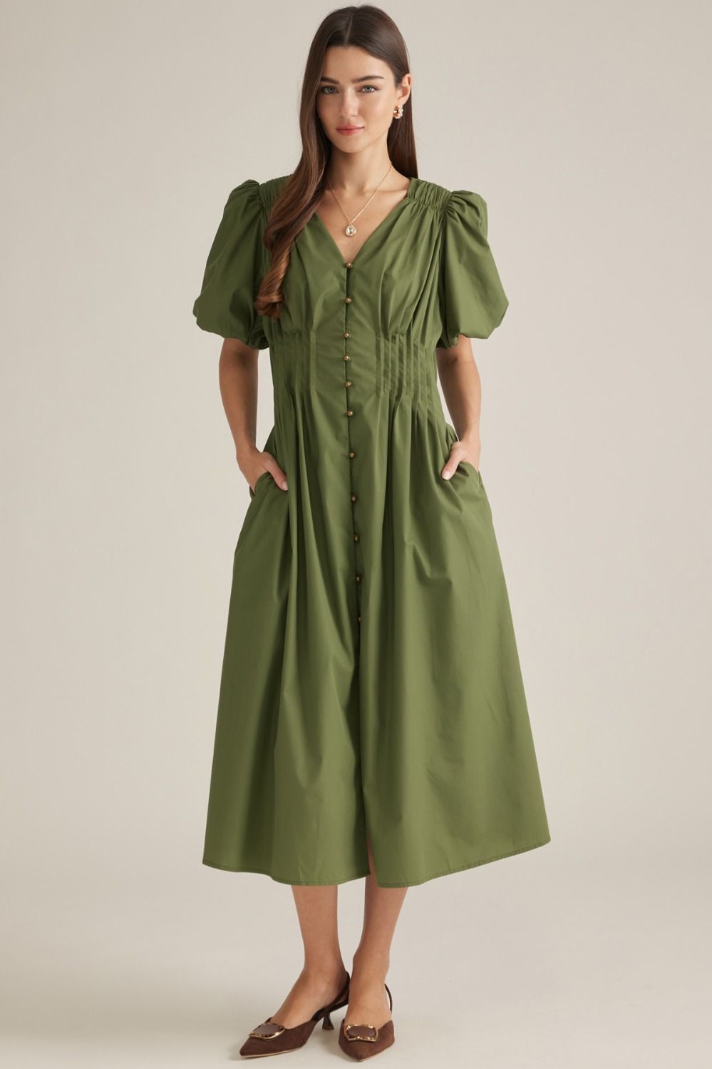 Wild Olive Midi Dress