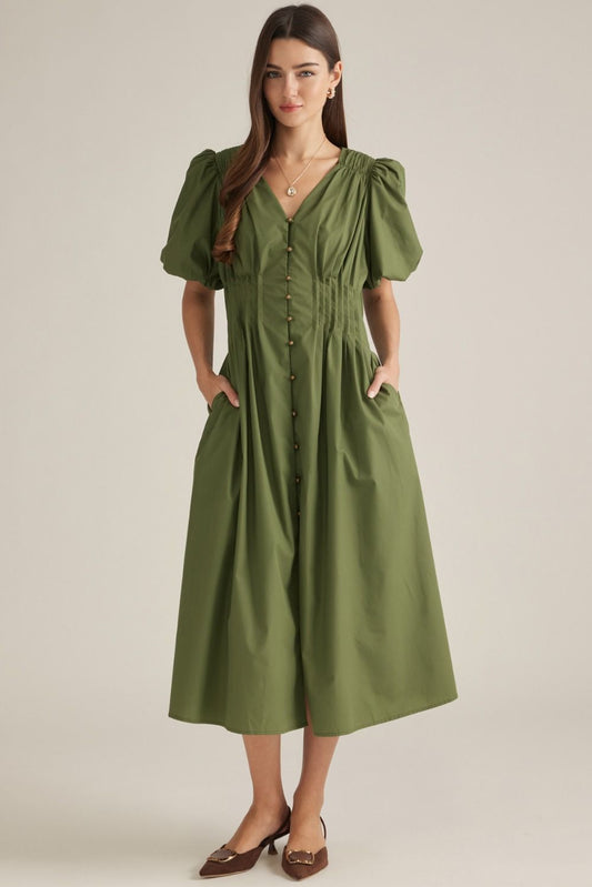 Wild Olive Midi Dress