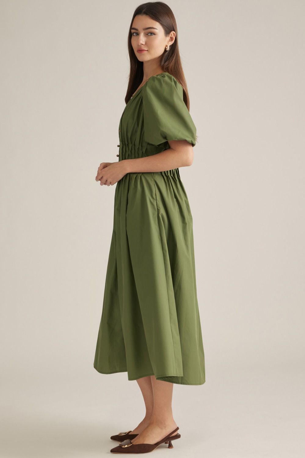 Wild Olive Midi Dress