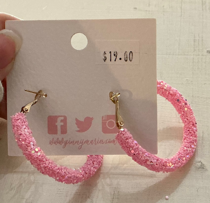 Large Pink Sequin Hoops