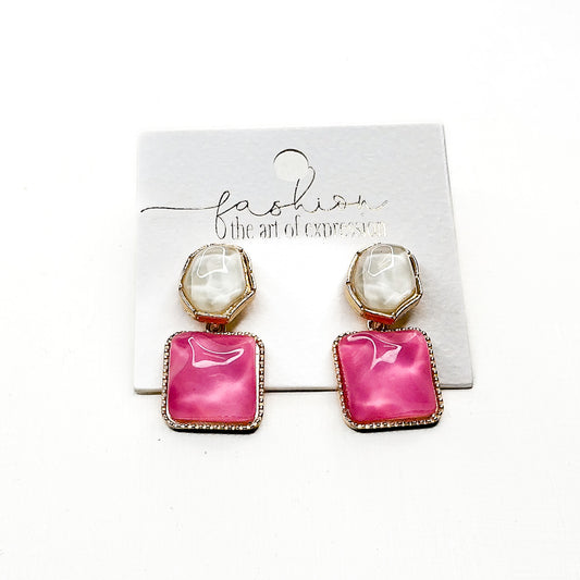 Pink and White Candy Earrings