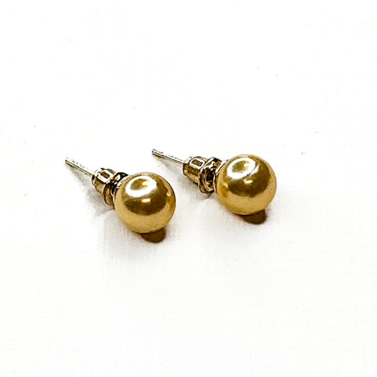 Gold Pearl Stud Earrings