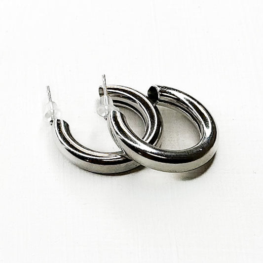 Chunky Silver Hoops