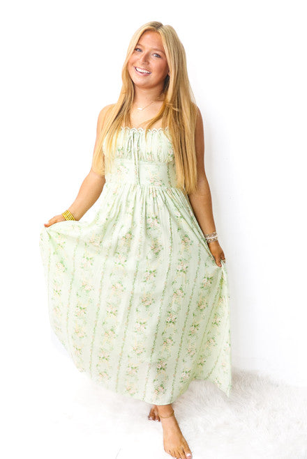 Mint Floral Peasant Maxi Dress