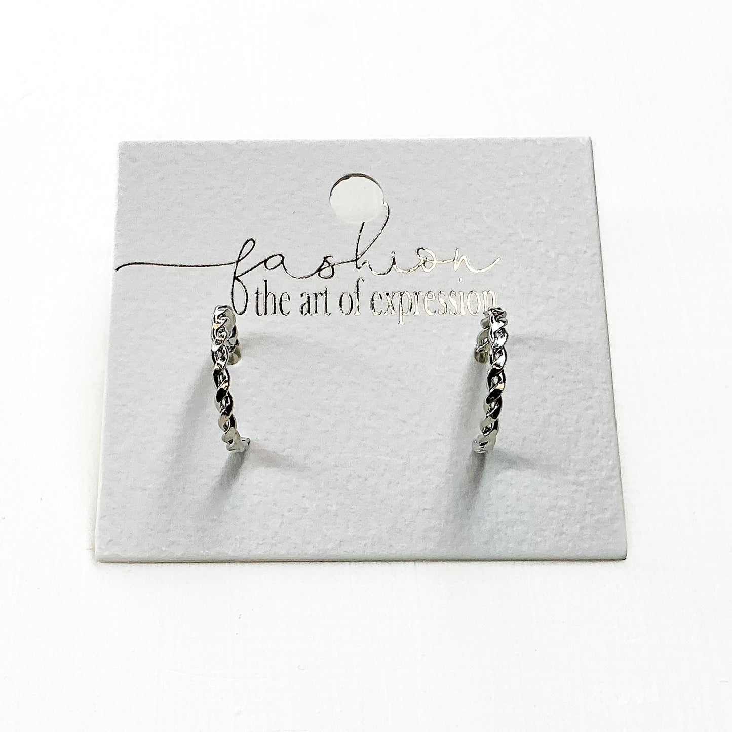 Small Braided Silver Hoops