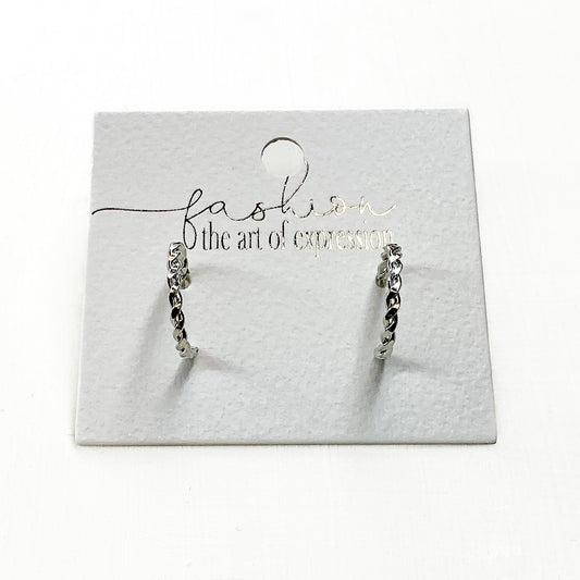 Small Braided Silver Hoops