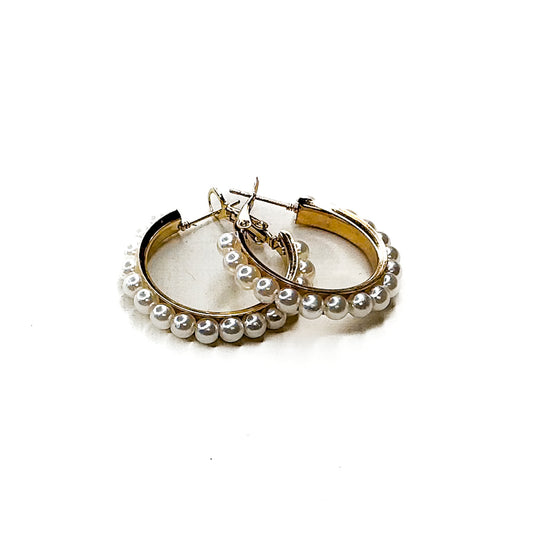 Pearl Studded Hoops