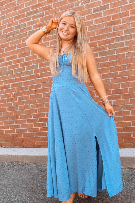 Chambray Maxi Dress with Slit