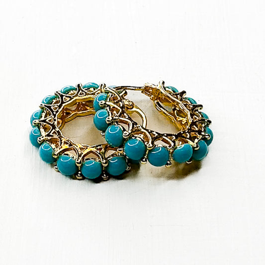 Turquoise Studded Hoops