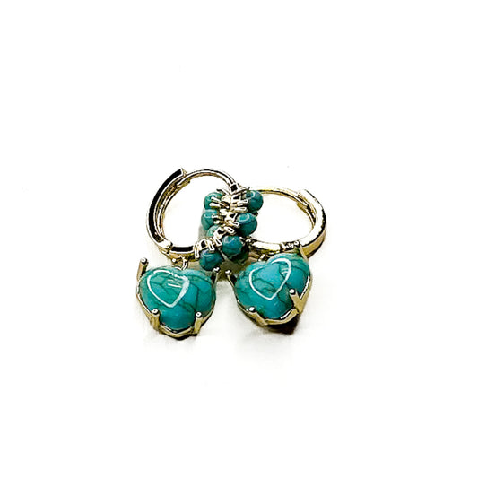 Turquoise Heart Huggies