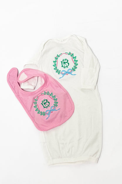 Monogrammed Baby Bib with Optional Design