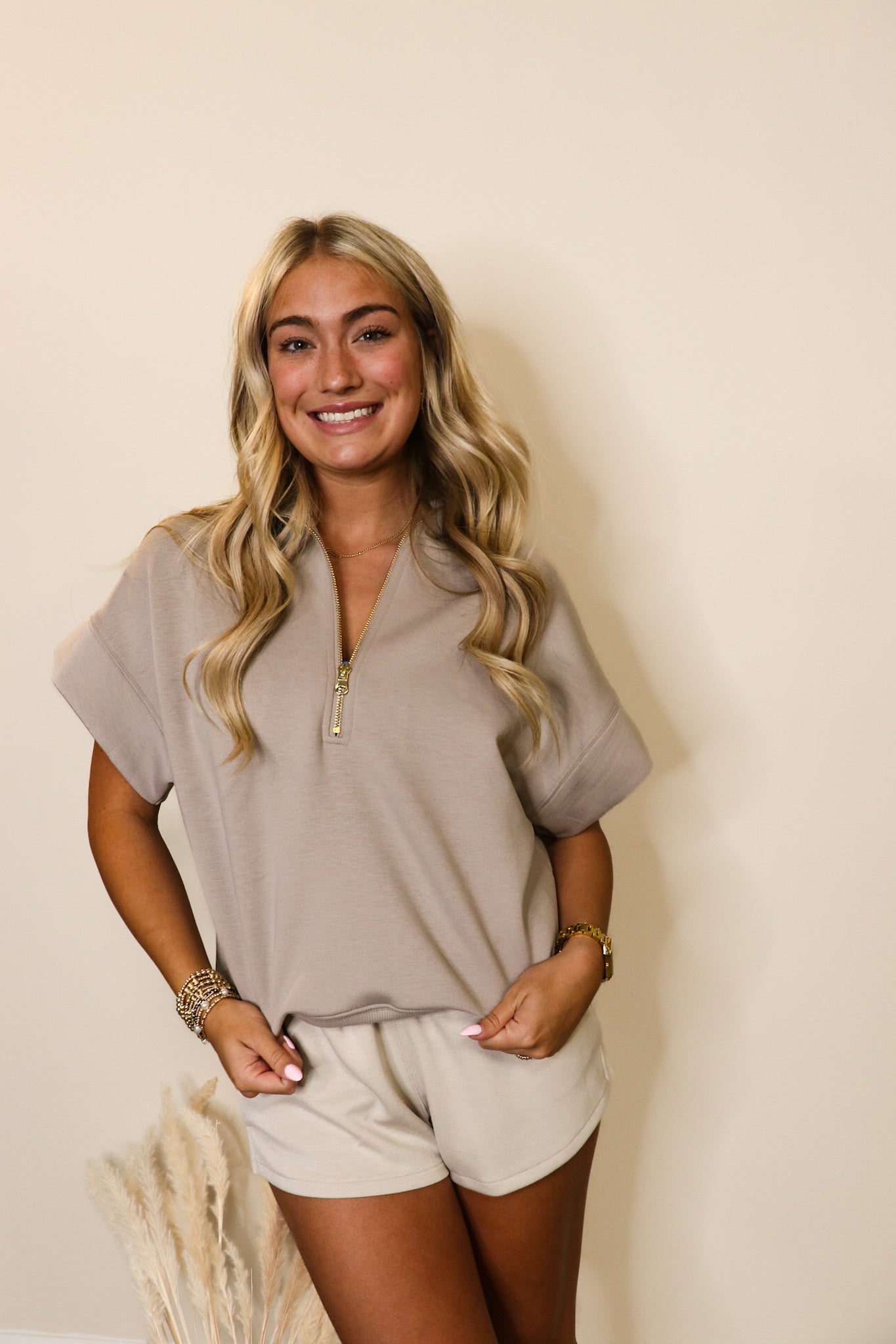Modal Zip Up Top in Ash Mocha
