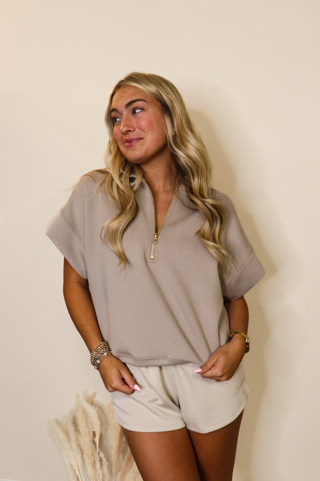 Modal Zip Up Top in Ash Mocha