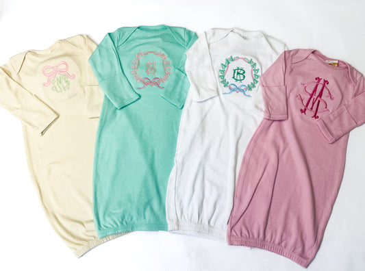 Monogrammed Baby Gown with Optional Design
