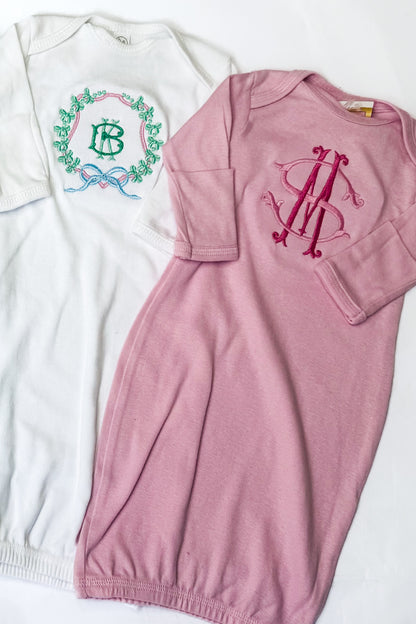 Monogrammed Baby Gown with Optional Design