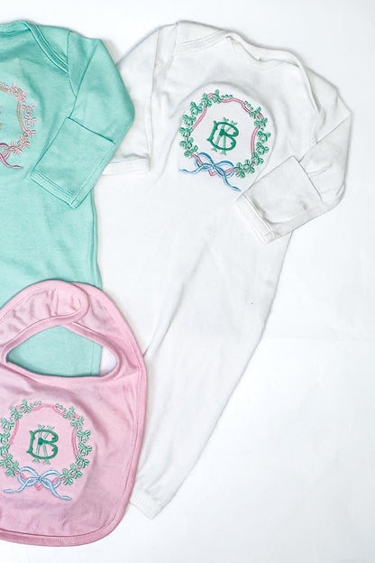 Monogrammed Baby Gown with Optional Design