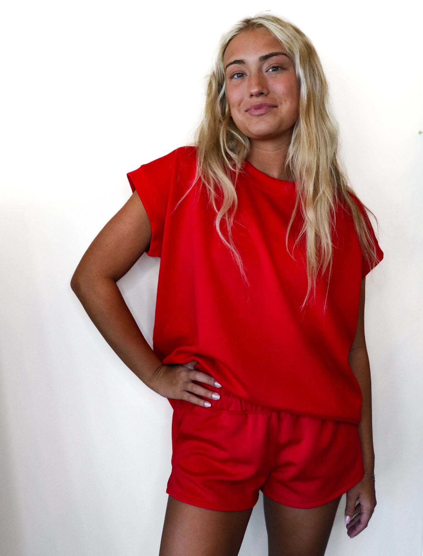 Modal Cap Sleeve Top in Ruby