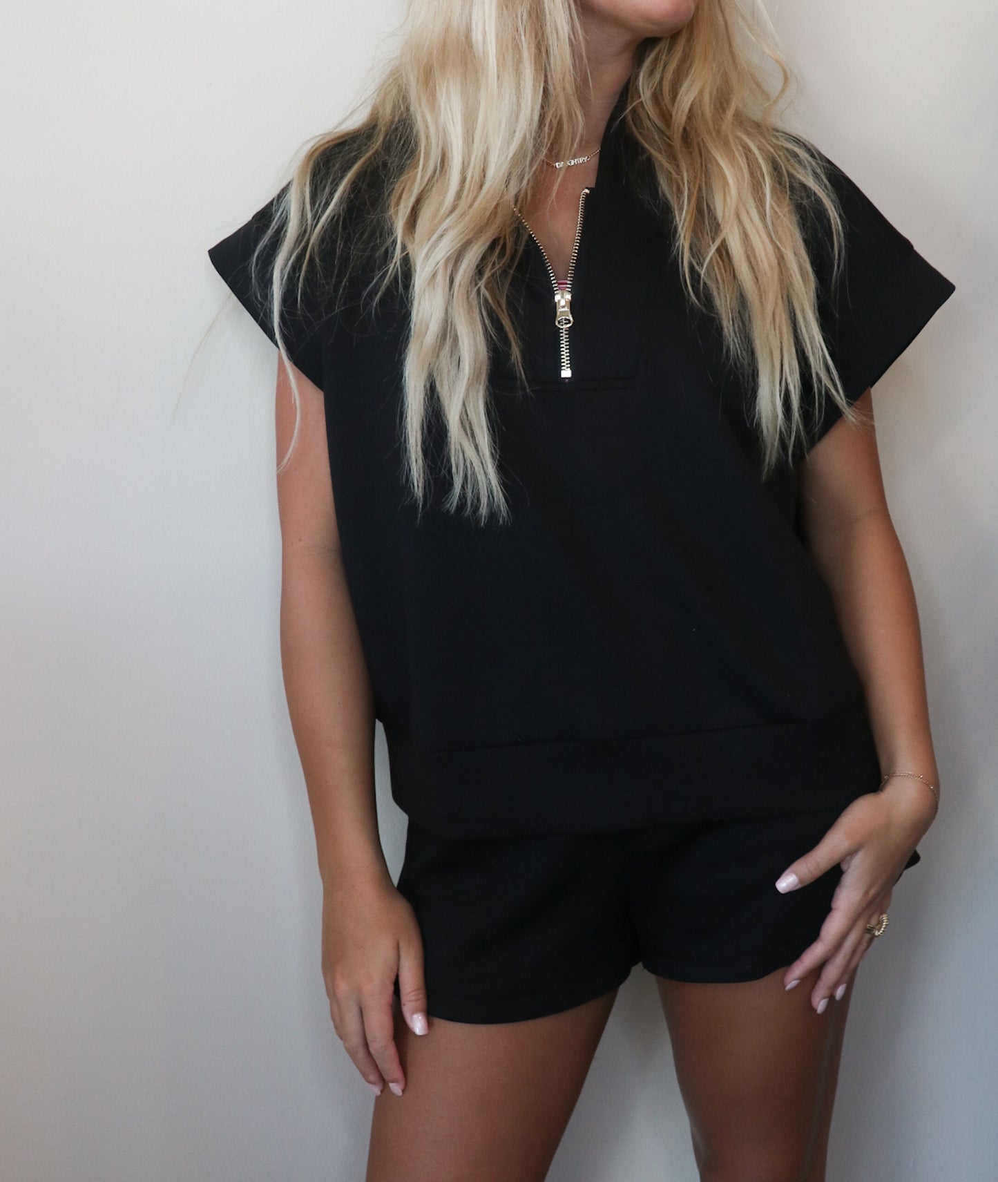Modal Zip Up Top in Black