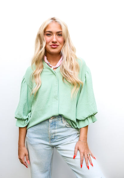 Flowy Balloon Sleeve Blouse