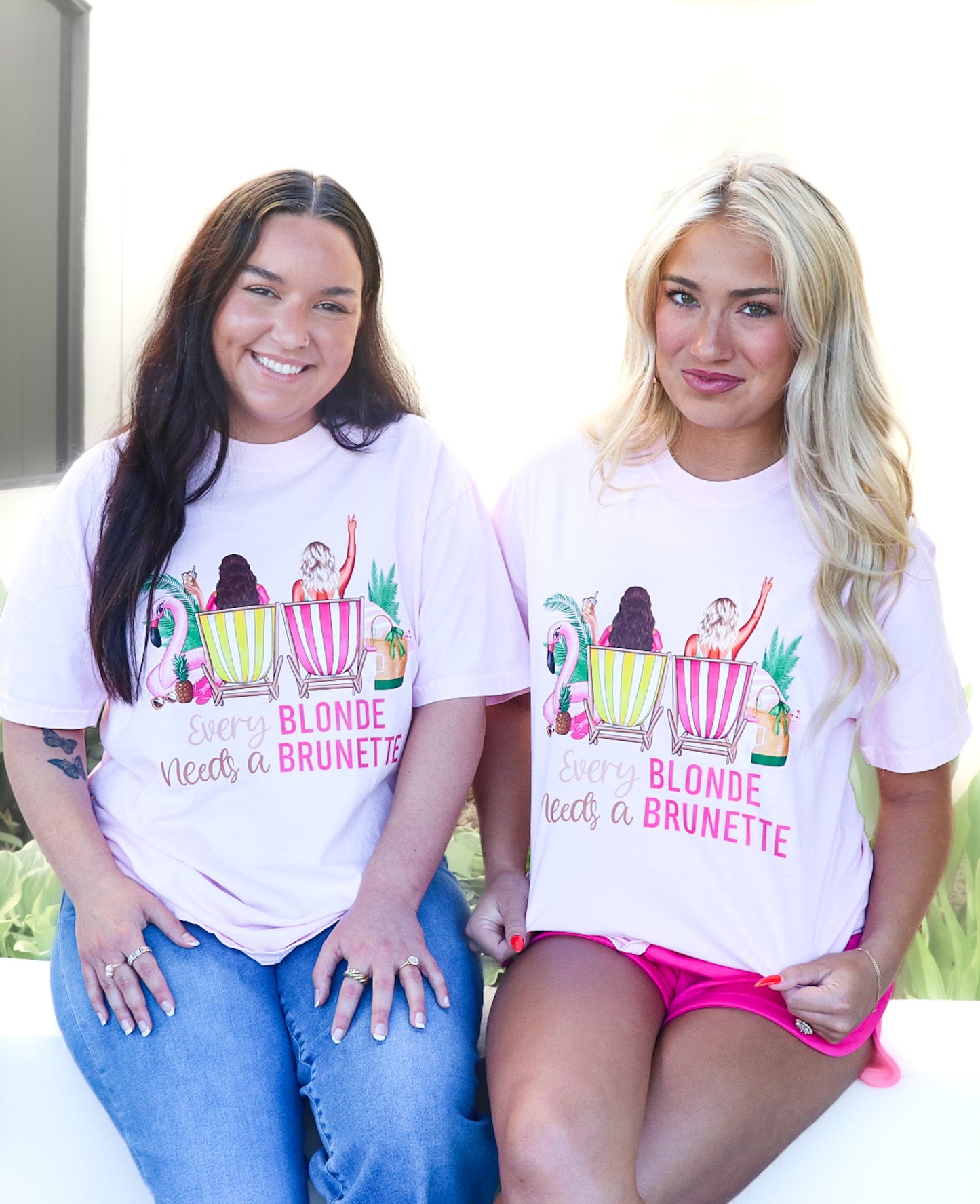 Every Blonde Needs a Brunette Blossom Pink Comfort Colors Tee