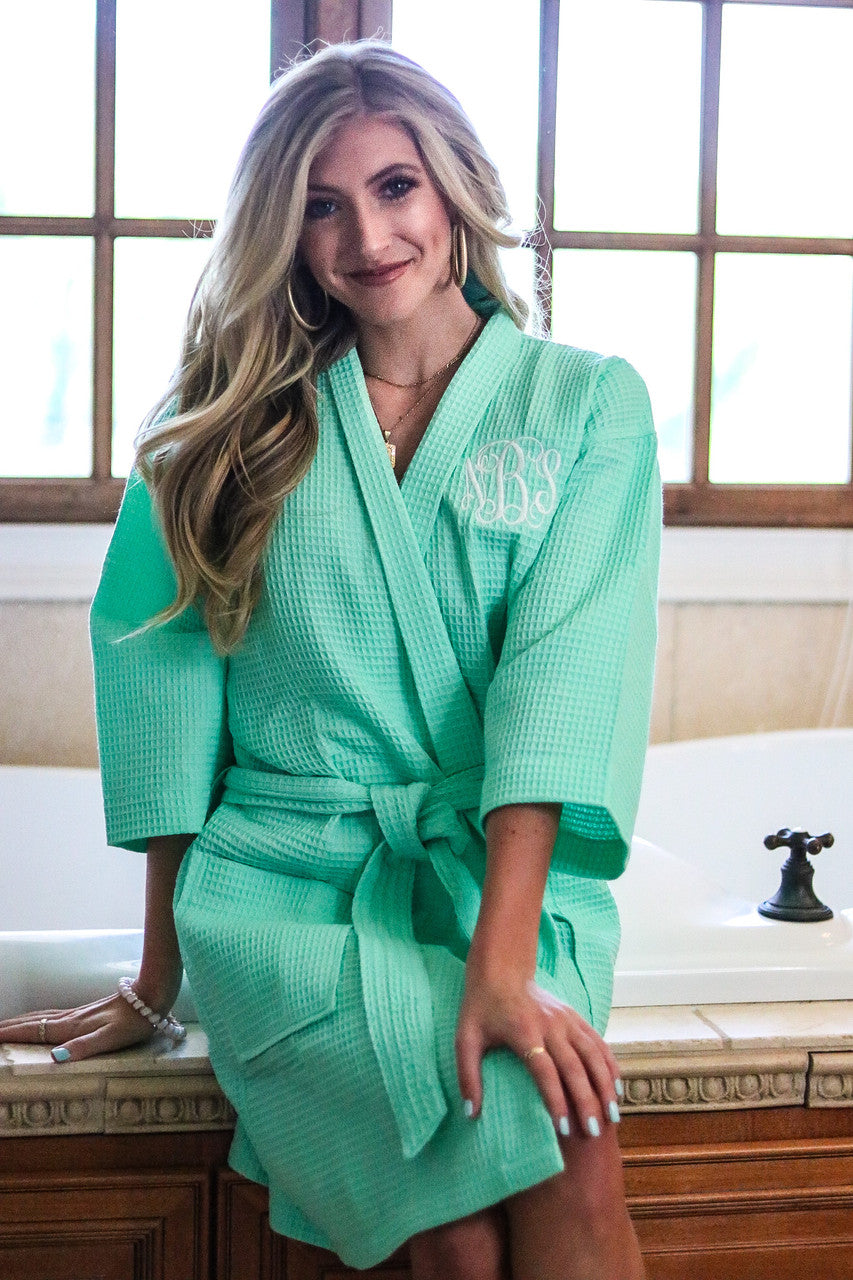 Monogrammed Spa Robe in Pink