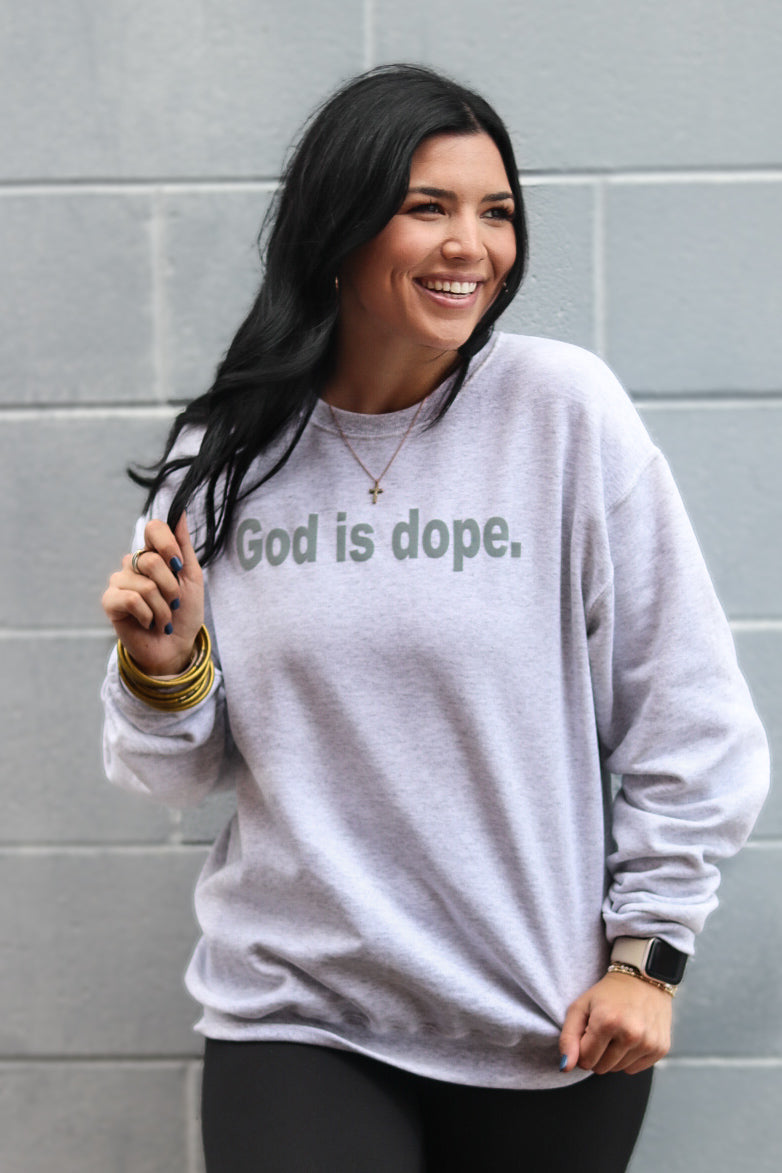God Is Dope Flock Lettered Sweatshirt