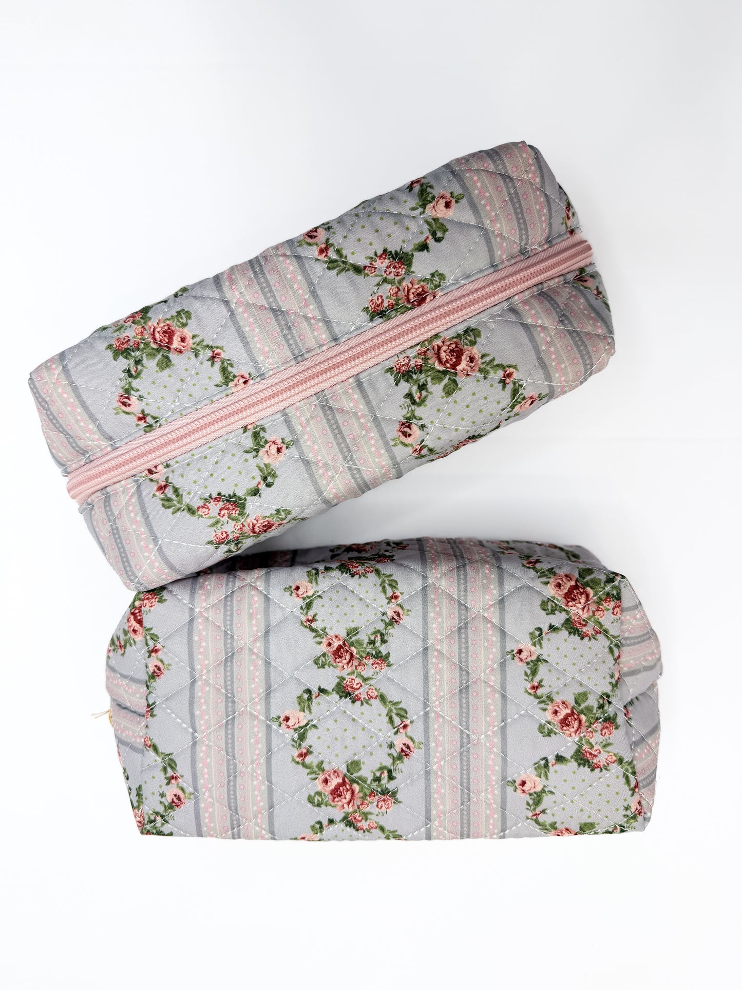 Floral Quilted Cosmetic Bag