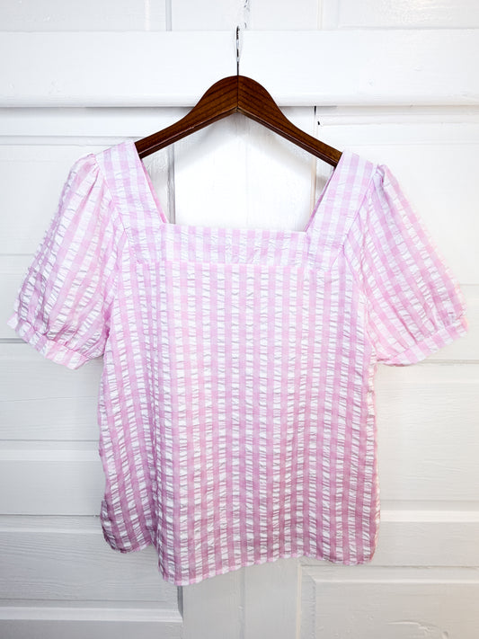 Pink Gingham Baby Doll Top