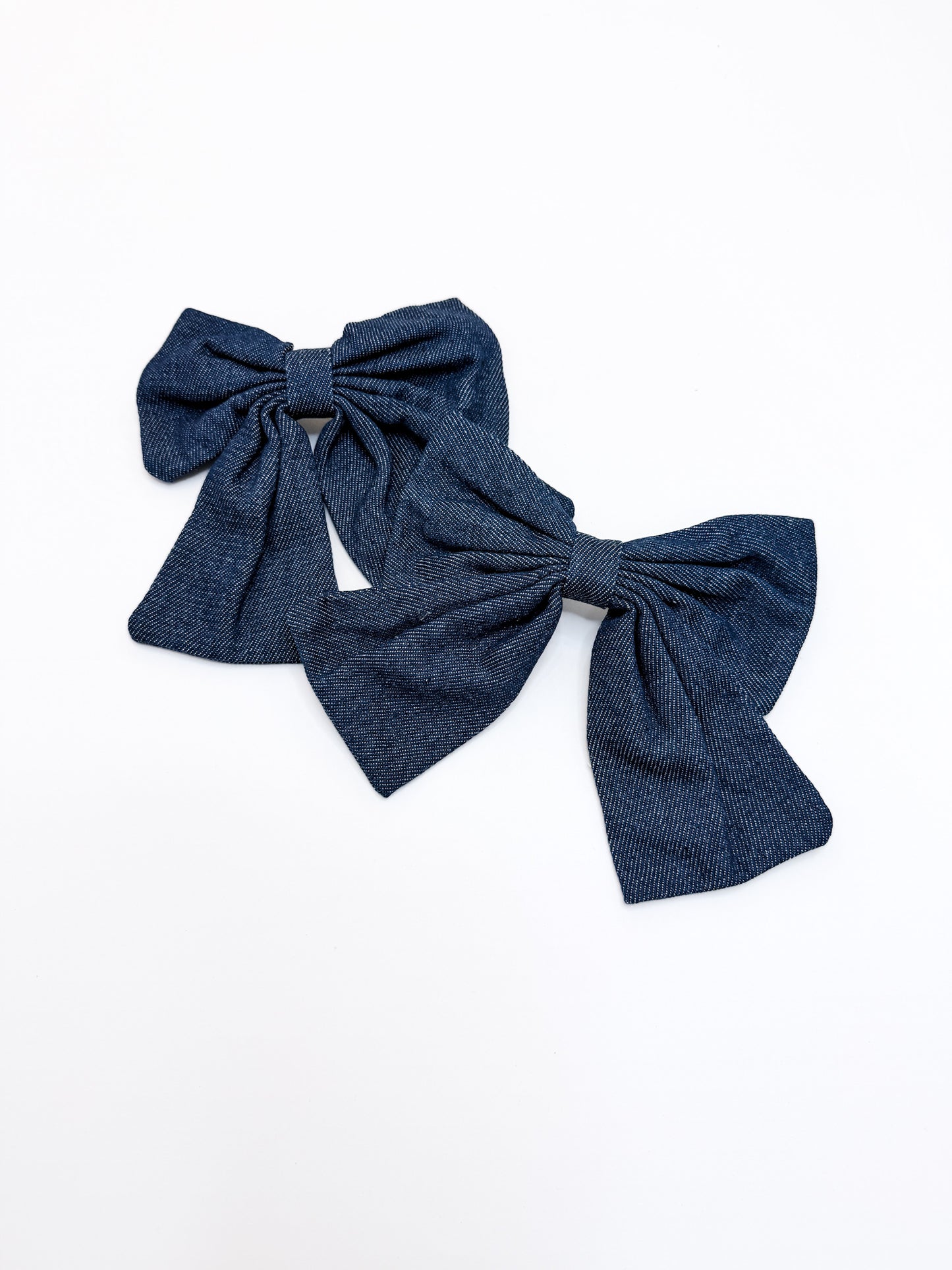 Monogrammed Chambray Denim Hair Bow