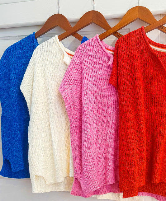 The Isabelle Cap Sleeve Summer Sweater in Ivory