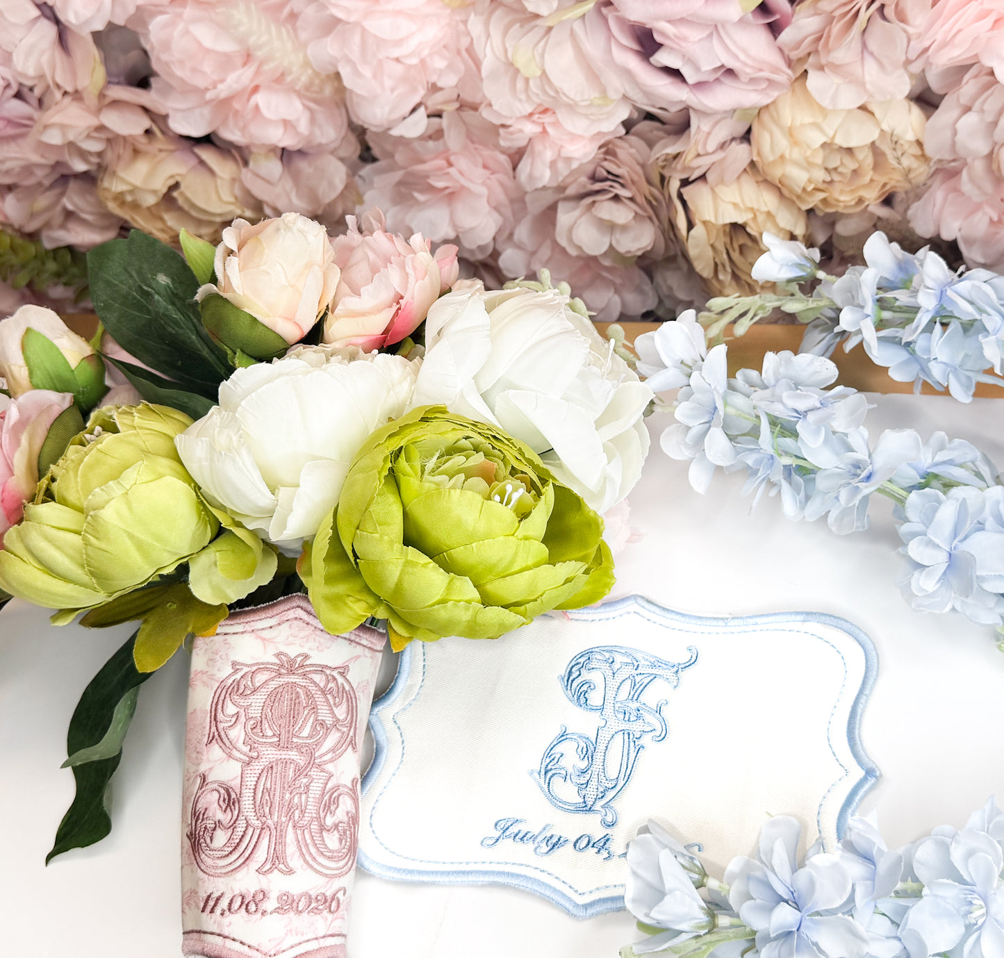 Monogram Bridal Bouquet Wrap