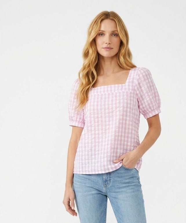 Pink Gingham Baby Doll Top