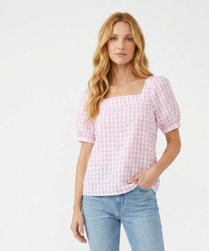 Pink Gingham Baby Doll Top